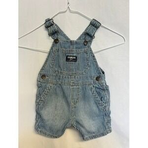 Osh Kosh B'Gosh Vestbak Striped Railroad Overalls Bibs Size 12 Months Denim